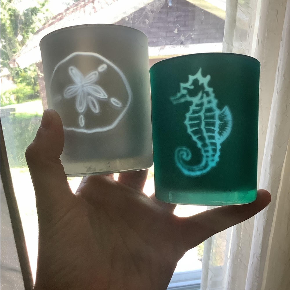 Set of 2 beach candle holders